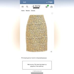 JCrew Factory Printed Pencil Skirt
